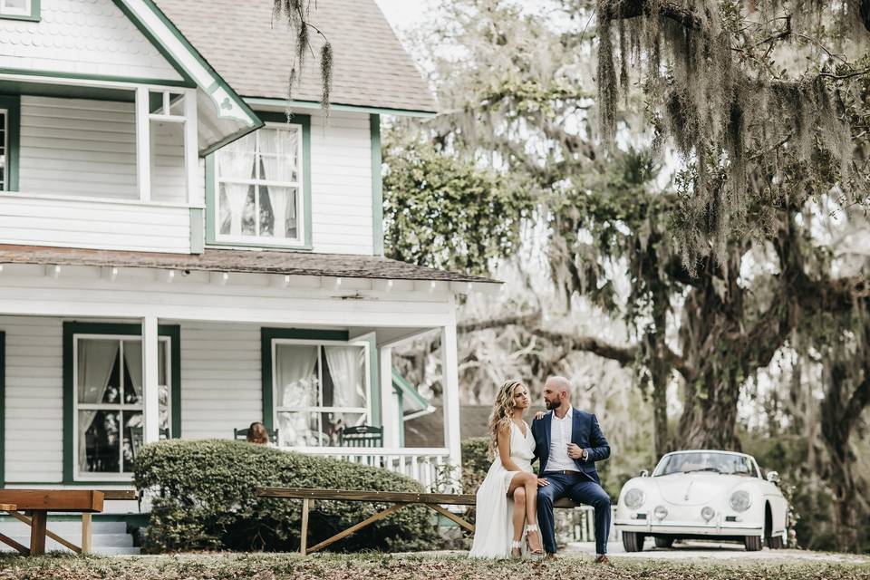 Wedding couple at the Historic Spanish Point Campus