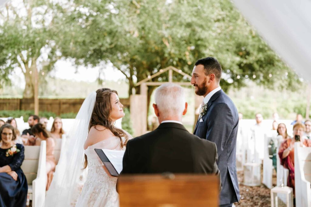 ceremony at Ever after farms Citrus barn